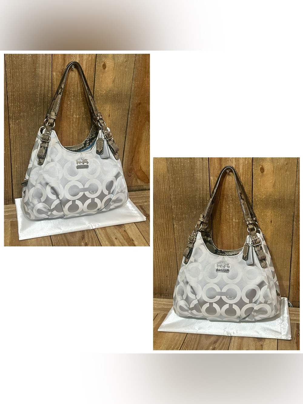 Coach. 4 Piece: Maggie Op Art Shoulder Bag with Free Watch, Wristlet & Dust Bag. - Picture 7 of 16